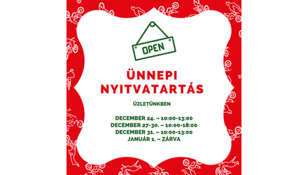 Decemberi Nyitvatartásunk