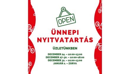 Ünnepi nyitvatartás üzletünkben