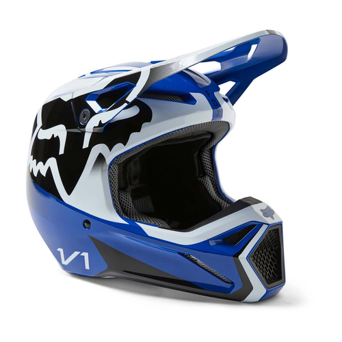 Fox Racing V1 Leed MIPS ECE MX Bukósisak (Kék-Fehér)