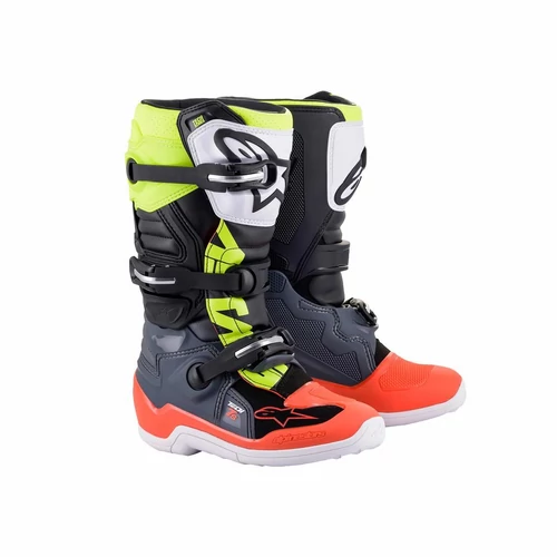 Alpinestars Tech 7S Gyerek Motocross Csizma (Szürke-piros-fluo)