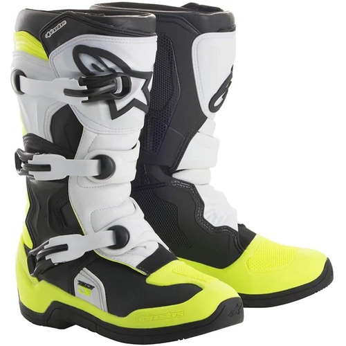 Alpinestars Tech 3s Gyerek MX Csizma (Fekete-Fehér-Fluo)