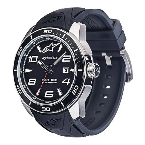 Alpinestars Tech Watch 3H Karóra (Acél-Fekete szín, Szilikon pánt)